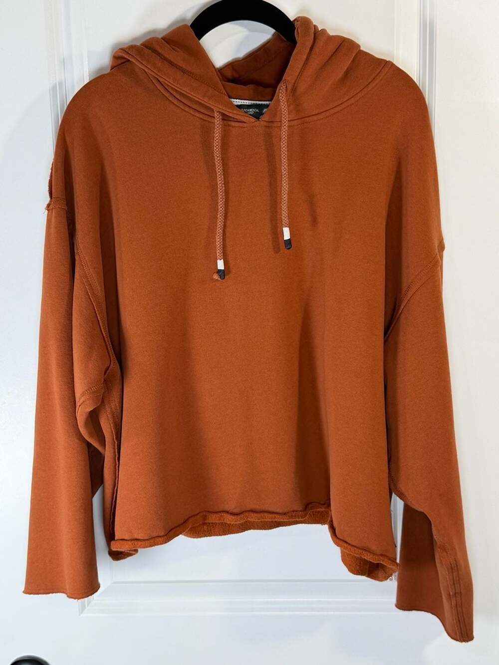Fundamental Coast Women's XL Cropped Boxy Hoodie in Rust Orange